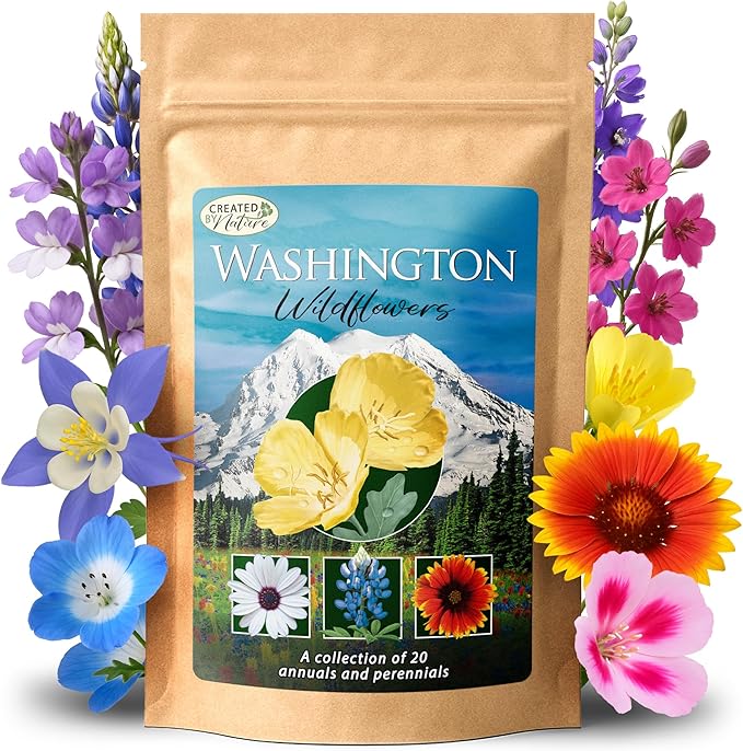 Created By Nature Washington Wildflower Seed Mix, 20 Flower Varieties, 60,000+ Seeds