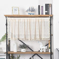 Sutuo Home Boho Sheer Curtain Valance Crochet Lace with Bohemian Hollow Knitted Handmade Tassels, Short Rustic Window Treatment for Kitchen Cafe, Rod Pocket, 1 Panel 59" W x 18" L, Beige