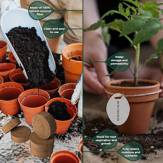 105 Pcs 30mm Compressed Coconut Coir Potting Soil,Coco Coir Pellets for Plants,Coco Fiber Pellets for Planting, Garden, Bonsai, Vegetables & Flower
