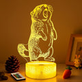 Lampeez Groundhog 3D Night Light for Kids, LED 16 Colors Remote Control Changing Touch Dimmable Table Desk Lamp, Cute Animal Gifts for Groundhog Lovers Animal Fans