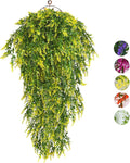 RECUTMS Artificial Hanging Plants Lavender, 4 Pack Outdoor Indoor Flowers for Outside House Office Garden Patio Decor (Yellow)