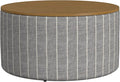 HomePop Modern Fabric Storage Ottoman with Wood Top - Midnight Gary Woven Stripe