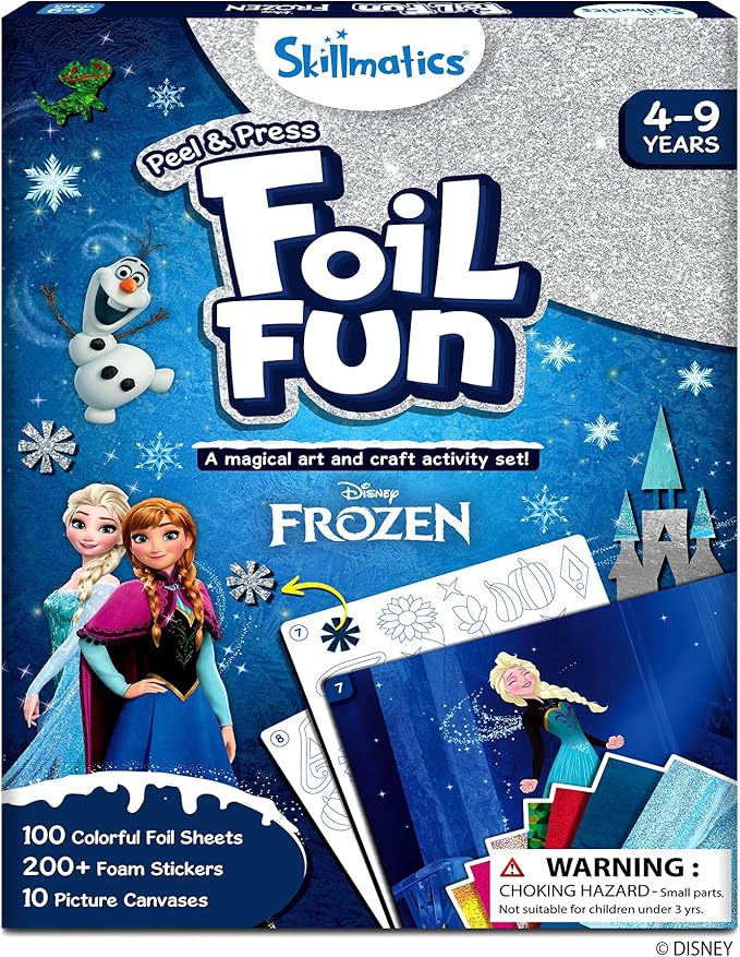 Skillmatics Foil Fun - Disney Frozen, Mess-Free Art, Craft Kits & Supplies, DIY Creative Activity, Travel Toys, Christmas Gifts for Fans of Elsa, Anna, Olaff, Girls, Boys, Ages 4, 5, 6, 7, 8, 9