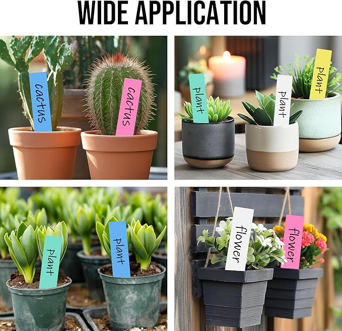 Plant Labels 1000 Pcs Yuanling for Seeding Plastic Waterproof Plant Name Tags Garden Labels Marker Garden Pots Stakes for Outdoor Potted Plants Belt Permanent Marking Pen(5 Colors)
