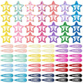 YHXX YLEN 76 PCS Hair Clips for Girls, Metal Snap Barrettes & Star Clips, Colorful Small Accessories, Y2K Hair Accessories for Kids