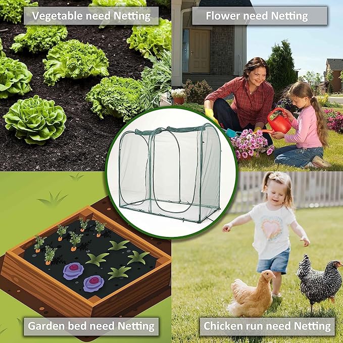 Poray Large Tunnel 10FTx6FT Plant Netting Cover, 6FT Tall Crop Cage Tomato Netting,Pest Guard Cover for Vegetables &Fruits,Durable Gardening Net for Plant and Animal