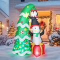 Christmas Inflatables Outdoor Decorations, with Rotating Colored Light+LED Lights, Large Blow Up Yard Decor,Christmas Party Outdoor, Yard, Garden, Lawn Winter (7 FT Penguins Climbing Tree)