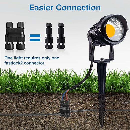 SUNVIE Low Voltage Wire Connector Fastlock2 Landscape Lighting Wire Connectors Waterproof Low Voltage Connector 12-18 Gauge Landscape Wire Connectors for Garden Light Pathway Lights, 8 Pack
