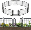 Decorative Garden Fence 36ft (L)×32in (H) with 14 Panels 2 Gate Outdoor, No Dig Rustproof Wire, Metal Animal Barrier Fencing for Yard Patio Flower Bed,（Black-Silver）