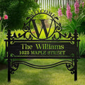 Personalized House Signs for Outside Metal Garden Stake Gift for Family - Custom Family's Name Address Signs for Yard Classic Black - Welcome Home Yard Decorations - Monogram Custom Yard Sign