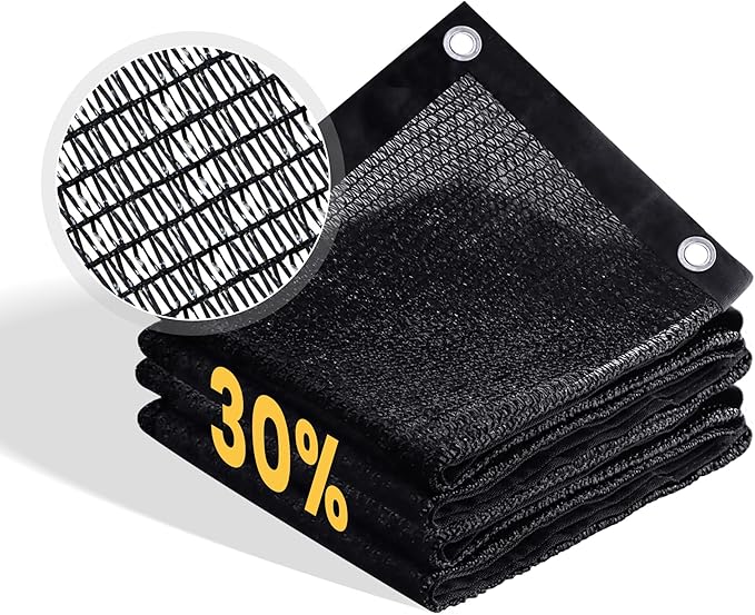 VICLLAX 30% Shade Cloth, 5x10FT Durable Black Mesh Trap with Every 3 FT Grommet, Sun Shade Fabric Netting for for Plants Cover, Greenhouse, Chicken Coop, Barn Kennel, Garden Patio