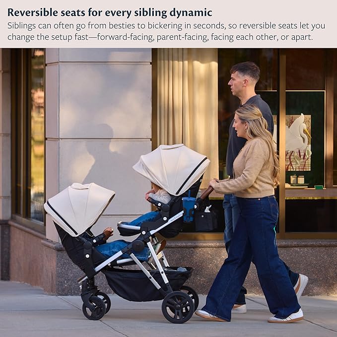 Mockingbird 2nd Seat Kit 3.0 - Compatible with Mockingbird Single-to-Double Strollers - Seat Expansion - Includes Expansion Adapters - Stone Blue