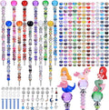 AIPRIDY 238 Pcs DIY Fairy Wand Garden Stakes Kit,Multiple Color Scheme European Beads Crystal Diamond Tops and 12 or 10 Inch Threaded Rods,Stainless Steel Stakes with Diamond Toppe (Lighted Globes)