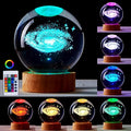 3.15 inch Galaxy Crystal Ball lamp,3D Solar System Crystal Ball Night Light with Wooden Base,16 Colors Change with Remote Control,Clear Glass Planet Light,Birthday Gift for Friends (Galaxy)