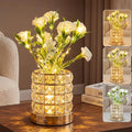 Lily Flower Lamps, Rechargeable Cordless Small Desk Lamp, 3 Colors Dimmable Artificial Flowers Night Light, Fake Bouquet 3 Lilies with Crystal Vase for Home Date Party Decoration (White - Carnation)