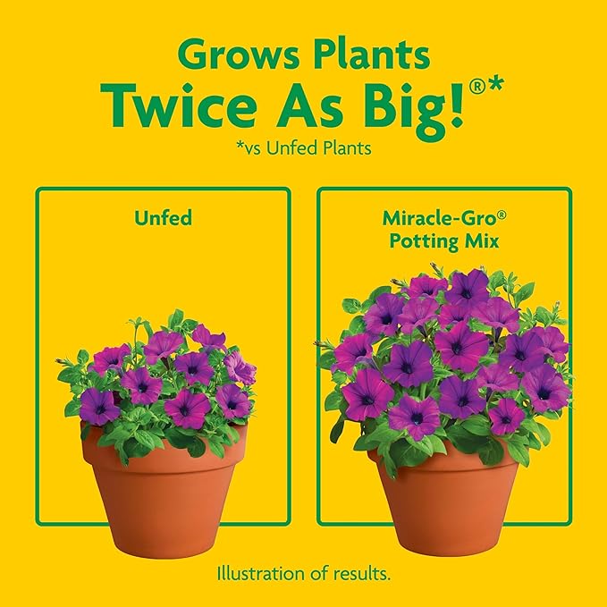 Miracle-Gro Potting Mix, For Indoor or Outdoor Potted Plants, Flowers, Vegetables, Shrubs, Annuals, and Perennials, Feeds Up to 6 Months, 8 qt.