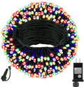 66ft 200 LED Christmas Tree String Lights Outdoor Fairy Lights Plug in, Expandable Green Wire Clear Bulbs Mini Lights 8 Modes, Xmas Wedding Party Decoration (Multicolor)