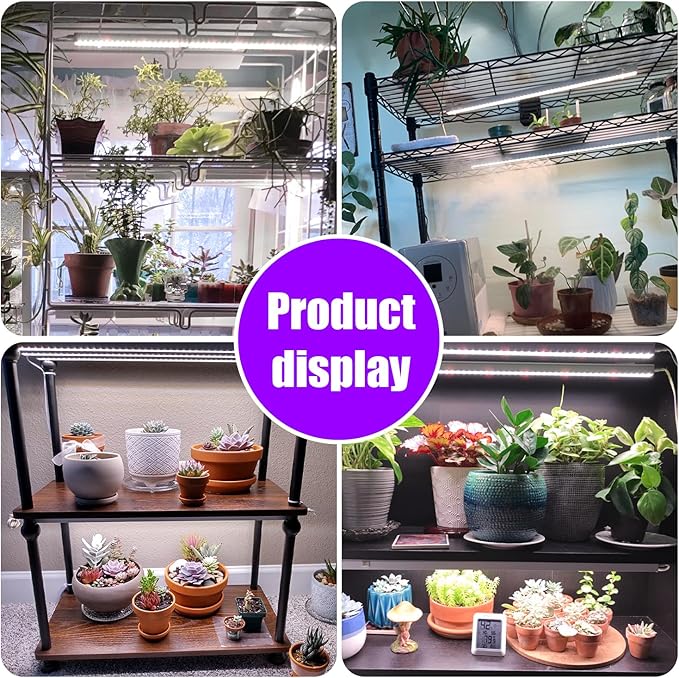 LED Grow Light Strips for Indoor Plants, 16‘’ Full Spectrum 240 LEDs with 4 Install Methods, 6/12/16H Timer, 10 Dimmable Levels, 3 Switch Modes for Seedling Succulent Sunlike Strip (2 Head 2 Pack)
