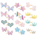 obeoby 24 Pack Toddler Hair Clips for Girls, Star Crown Butterfly Shaped Glitter Hair Barrettes Metal Snap Hair Clips Hair Accessories for Baby Girls Kids Holiday Birthday Gifts