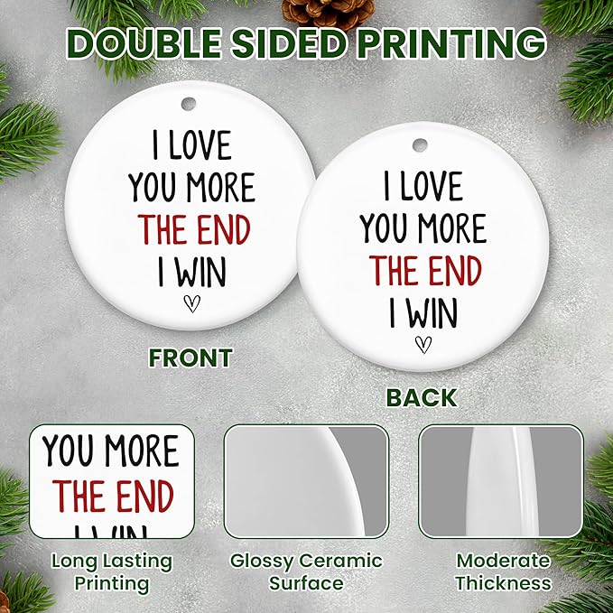 Christmas Couple Gifts for Girlfriend Boyfriend - Ceramic Christmas Ornaments 2025 for Tree Decorations - I Love You Gifts for Gf Him Her Women Men, Wife Husband Gift Ideas, Stocking Stuffers