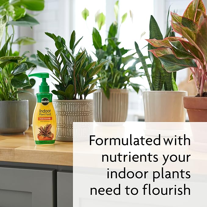 Miracle-Gro Indoor Plant Food, Liquid Plant Food for Houseplants, Snake Plants, Peace Lilies, Flowers, Vegetables, Herbs and More, 8 oz., 2-Pack