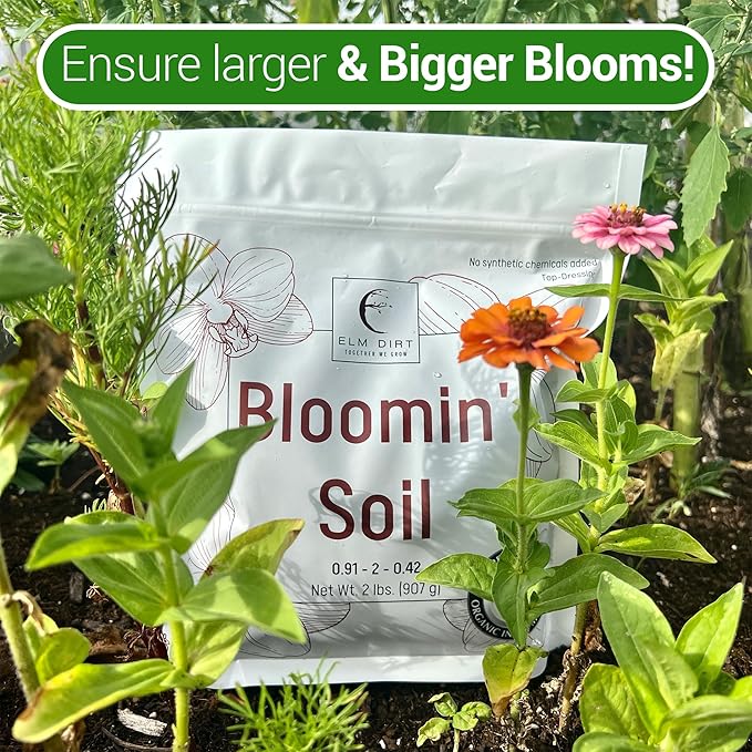 Elm Dirt Premium Bloom Soil - Organic Plant Soil for Indoor & Outdoor Use | Enhances Plant Growth & Nutrients - Big Bloom Activator, 2 lbs