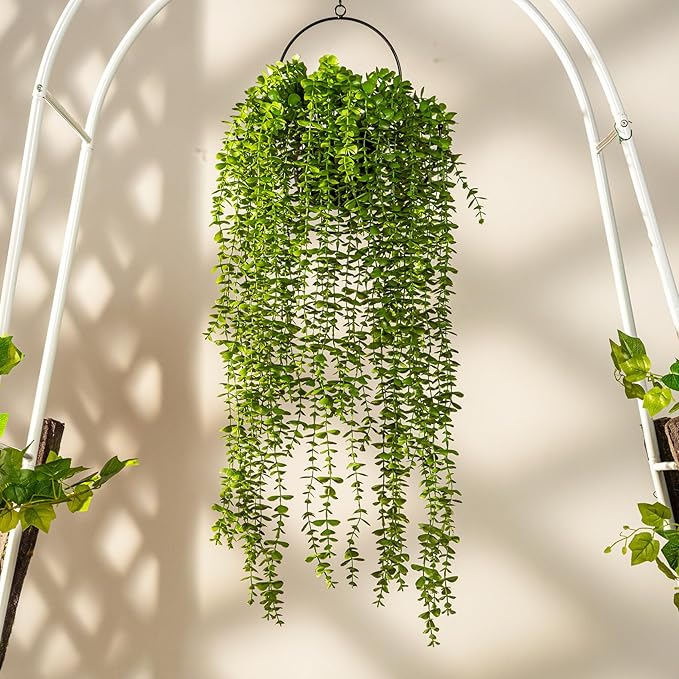 4PCS Fake Hanging Plants Set - Ultra Realistic Artificial Vine with Lifelike Leaves, Zero Maintenance Home & Office Decor for Wall, Shelf, Wedding Arch