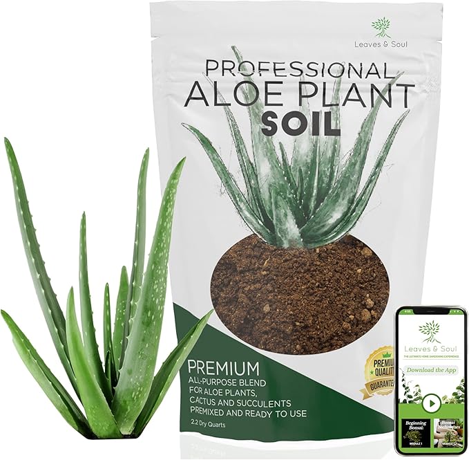 Professional Aloe Plant Soil | Premium All Purpose Blend | Large 2.2 Quarts | Ready to Use for Aloe, Cactus, Succulent Plants | Pinebark, Peat, Course Sand | Made in USA