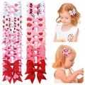 Jollybows 20pcs Baby Hair Clips Girls Bows Love Heart 2" Mini Alligator Clip Toddler Pigtail Bow Fine Hair Clip Valentine Hair Accessories