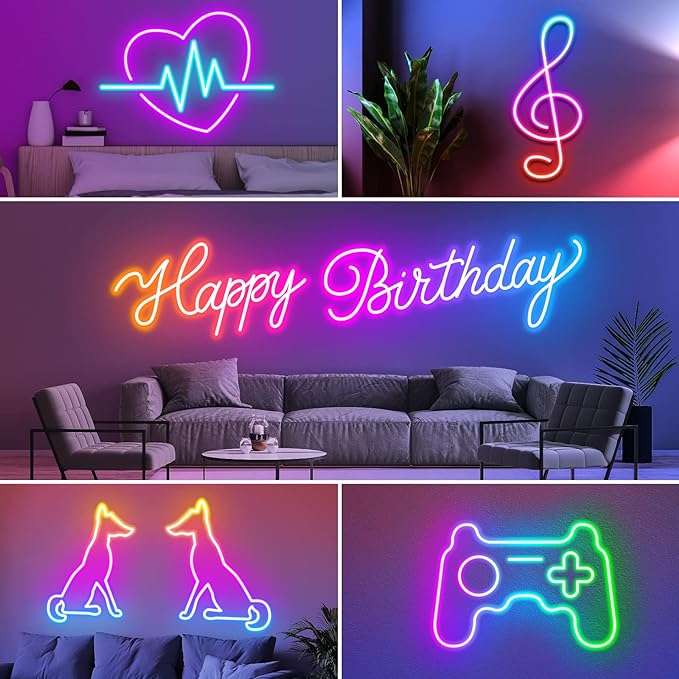AILBTON 20Ft Neon Rope Lights,Flexible Led Rope Lights Control with App/Remote,Multiple Modes RopeLights,IP65 Outdoor RGB Led Neon Lights NonWater Resistant,Music Sync Gaming Led NeonLight Strip