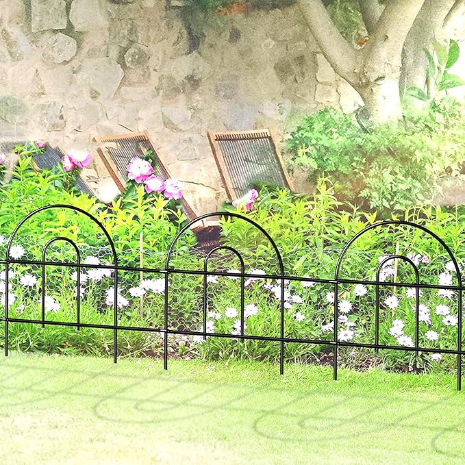 Decorative Black Garden Border Fence 18inX50ft Metal Wire Edging Flower Bed Folding Fences Panel Outdoor Garden Fencing Patio Edge Landscape for Yard