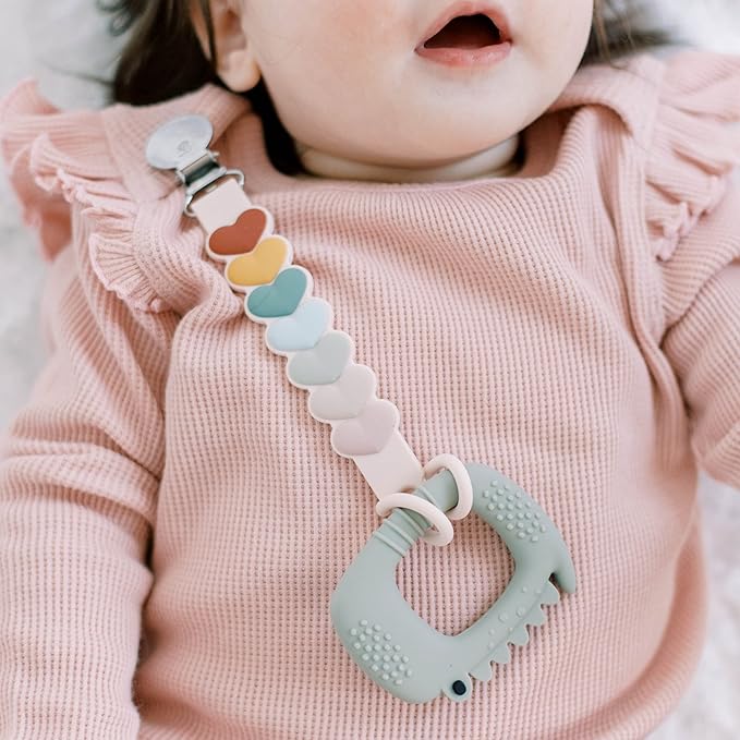 Loulou Lollipop Beadless Silicone Pacifier Clip (Sweetheart, Multi)
