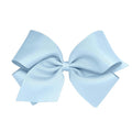 Wee Ones Girls' Classic Grosgrain Hair Bows with Plain Wrap Center, No-Slip Hair Clip, Handmade, Millennium Blue, King