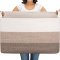 OIAHOMY Extra Large Blanket Basket, 110L Cotton Rope Woven Laundry Basket