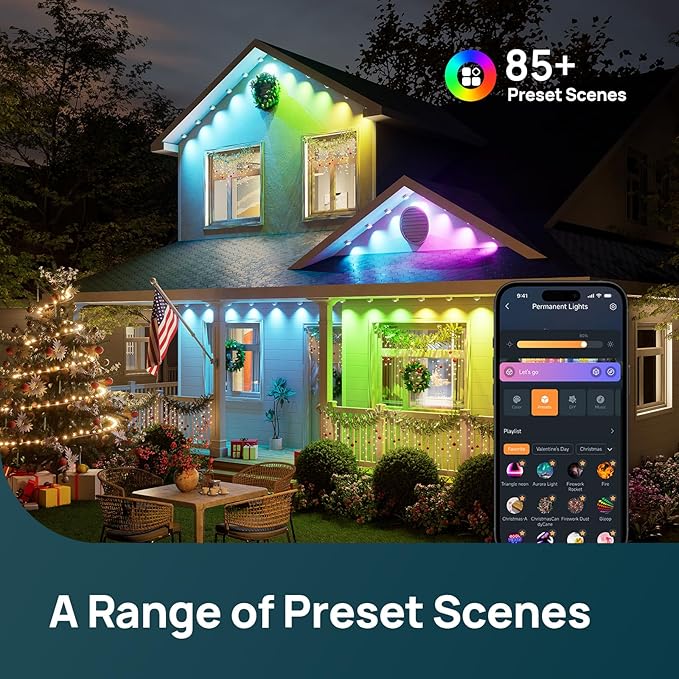 Linkind Permanent Outdoor Lights HP5,Smart AI RGBTW 100ft Christmas Lights Outdoor, 85 Scenes Modes for Daily Holiday Christmas Decorations,IP67 Waterproof, Works with Alexa,Google Assistant