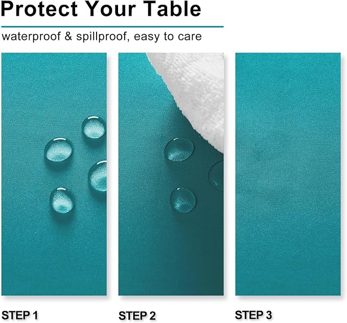Hiasan Turquoise Square Tablecloth - Water Resistant and Spillproof Dining Room Washable Fabric Table Cloth for Dining Room, Polyester, 54 x 54 Inch