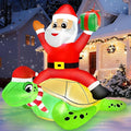 AMENON 5 FT by 4 FT Christmas Inflatables Santa Claus Ride on Sea Turtle Christmas Blow Up Yard Decorations Christmas Decorations Outdoor Built-in LEDs Xmas Decor Party Outside Holiday Lawn Garden