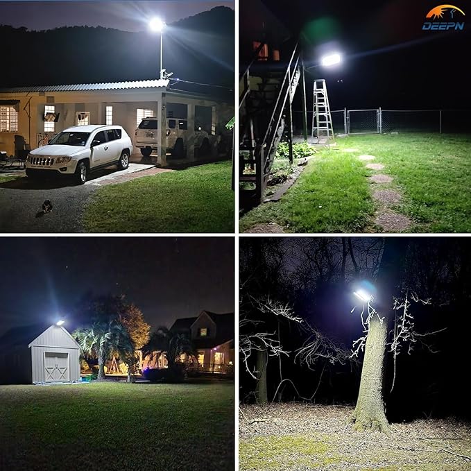 Deepn Solar Lights Outdoor, 8000W Solar Street Lights Outdoor Waterproof Dusk to Dawn LED Security Flood Light with Motion Sensor and Remote Control for Pathway, Entryway & Yard, 2 Pack