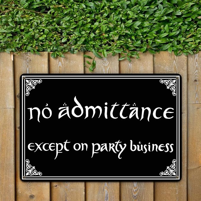 No Admittance Except on Party Business Door Sign Halloween Decor Funny Gothic Home Decor Man Cave Home Kitchen Metal Sign Vintage Tin Sign 12x8 Inch