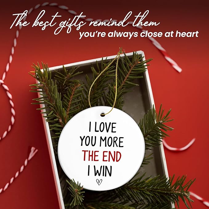 Christmas Couple Gifts for Girlfriend Boyfriend - Ceramic Christmas Ornaments 2025 for Tree Decorations - I Love You Gifts for Gf Him Her Women Men, Wife Husband Gift Ideas, Stocking Stuffers