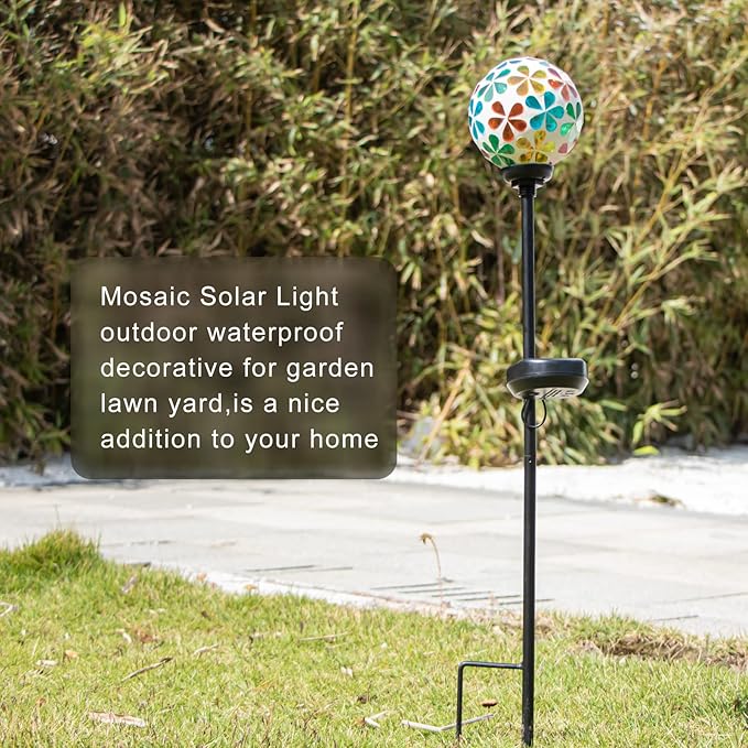 VCUTEKA Solar Garden Lights - Mosaic Solar Lights Outdoor Decor Pathway Light Waterpoof LED Stake Light for Landscape Lawn Patio Yard Decoration (Multicolor) 1 Pack