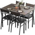 VECELO Dining Table Set for 4, Kitchen Table Set with 4 Chairs for Small Space, Space-Saving and Modern Design, Apartment, Easy to Assemble,Classic Brown