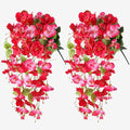 Artificial Hibiscus Fake Hanging Flowers Plants for Outdoors Spring Decoration, 2pcs Faux Silk Outside Hibiscus Long Trailing Vines Realistic UV Resistant for Front Door Planter Porch Patio Yard Urn