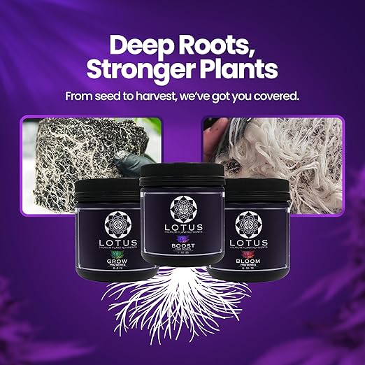 Lotus Nutrients Starter Kit (Bloom, Boost, and Grow) - Most Advanced Plant Nutrients and Bloom Booster - Powder Plant Fertilizer for Soil, Coco Coir, Hydroponics - Plant Food for Any Medium