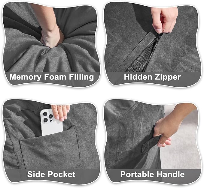 Hobestluk 3FT Bean Bag Chair Giant Bean Bag Chairs for Adults Large Bean Chairs with Removable Cover, Beanbag Chair with Filler, Adult Bean Bag Chairs for Living Room, Bedroom