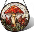 Stained Glass Window Hanging, Big Red Mushroom Suncatcher for Doors Home Sun Catchers Decoration and Christmas, Mother's Day Birthday Gifts for Women, Men, and Mom 7.8 in