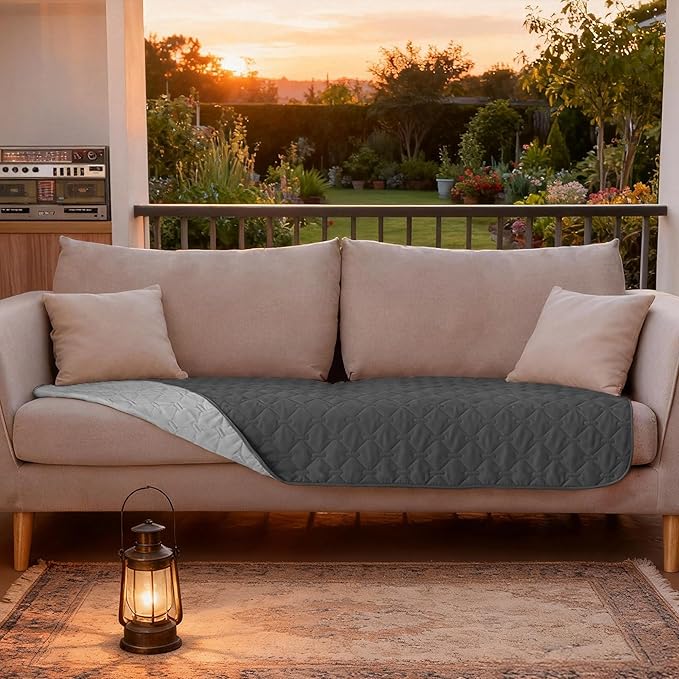 gogobunny 3X Stronger Waterproof Pet Blanket, Scratch Proof Furniture Protector for Dogs Cats, Reversible Cover 30x70 Inch, Dark Grey/Light Grey