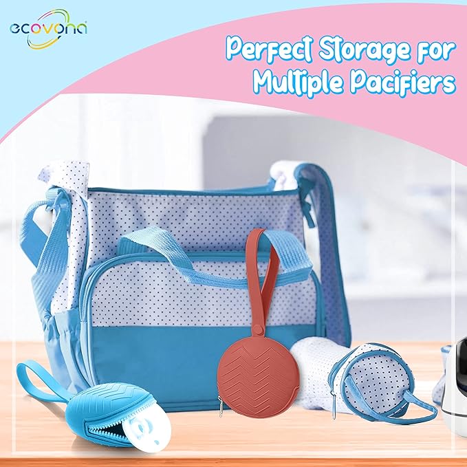 Silicone Pacifier Holder Case | Attaches to Strollers & Diaper Bags | Perfect on The Go Baby Accessory | BPA Free | Dishwasher-Safe (Mauve)