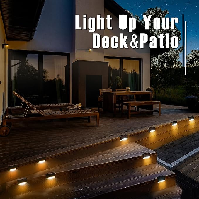 GIGALUMI Led Solar Deck Lights, 20 Pack Waterproof for Outdoor Stairs, Step, Fence, Railing, Yard and Patio (Warm White)