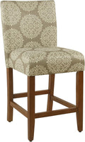 HomePop Upholstered Counter Height Barstool, 24-Inch, Taupe and Cream Medallion